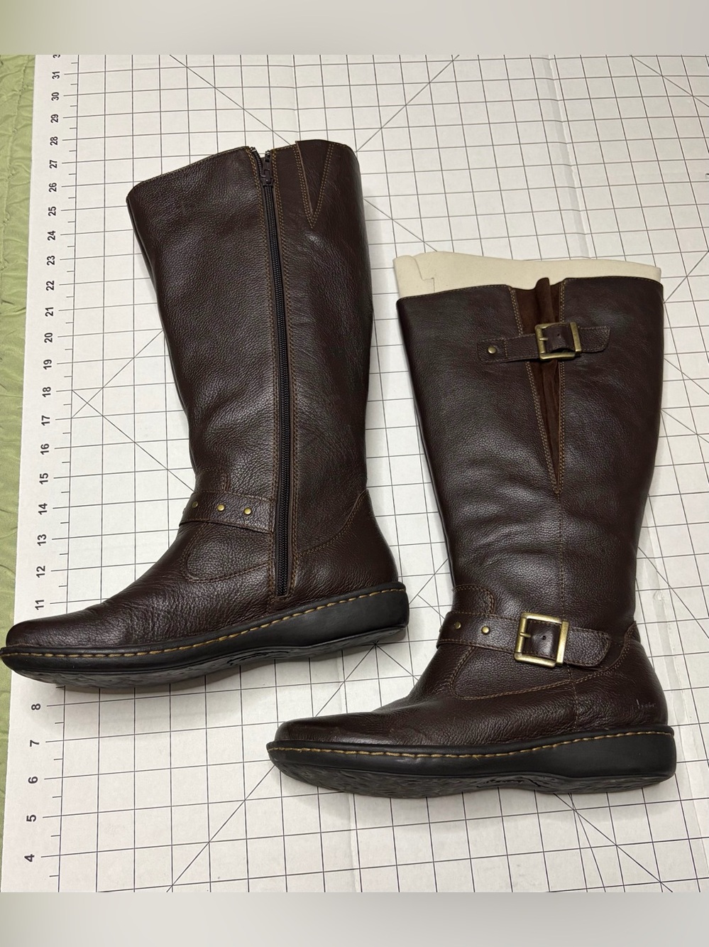 boc Women's Dark Brown Leather Tall Winter Boots with Buckles